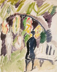 Divan (Couch) 1912-14 (Aquarell und Bleistift auf Papier)